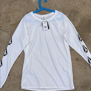 Volcom White Long Sleeve with Black Sleeve Accents